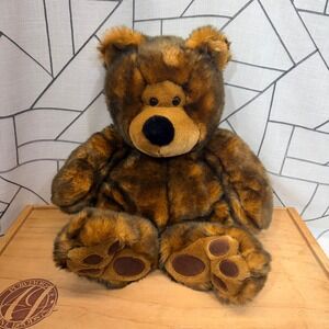 Dan Dee Plush Teddy Bear Medium Brown Brindle Good Tortoiseshell Pattern Paws